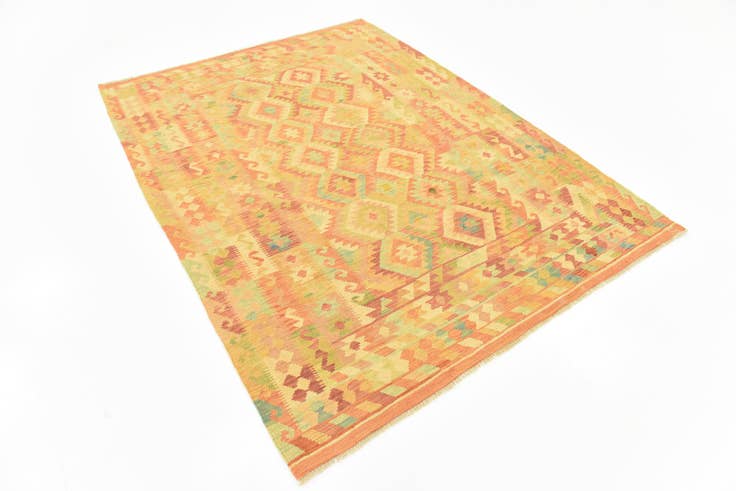 Detail image of 5' x 6' 8 Hand Woven Kilim Waziri Wool Rug
