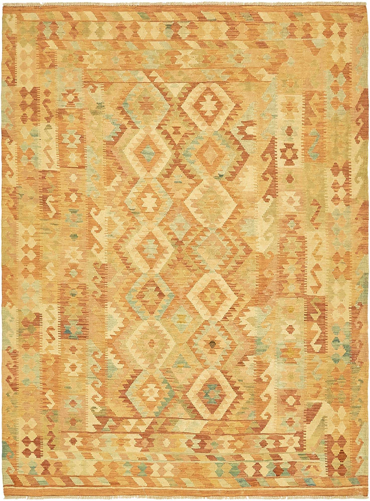 5' x 6' 8 Hand Woven Kilim Waziri Wool Rug