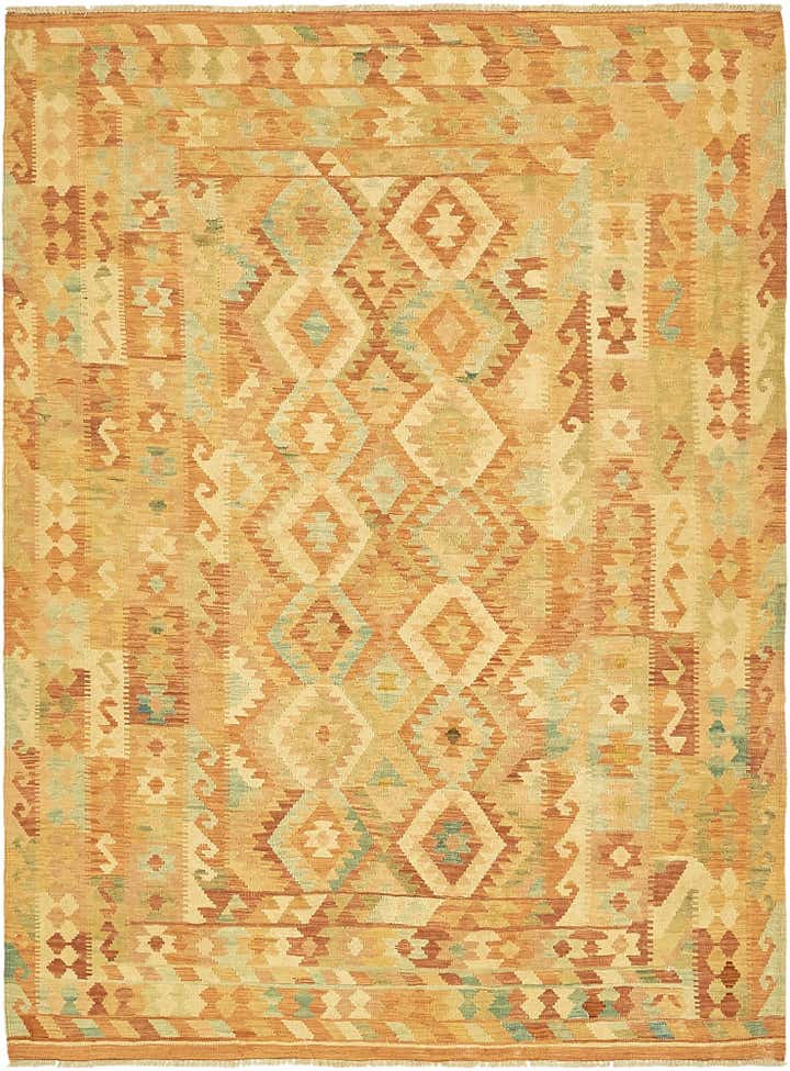 5' x 6' 8 Hand Woven Kilim Waziri Wool Rug