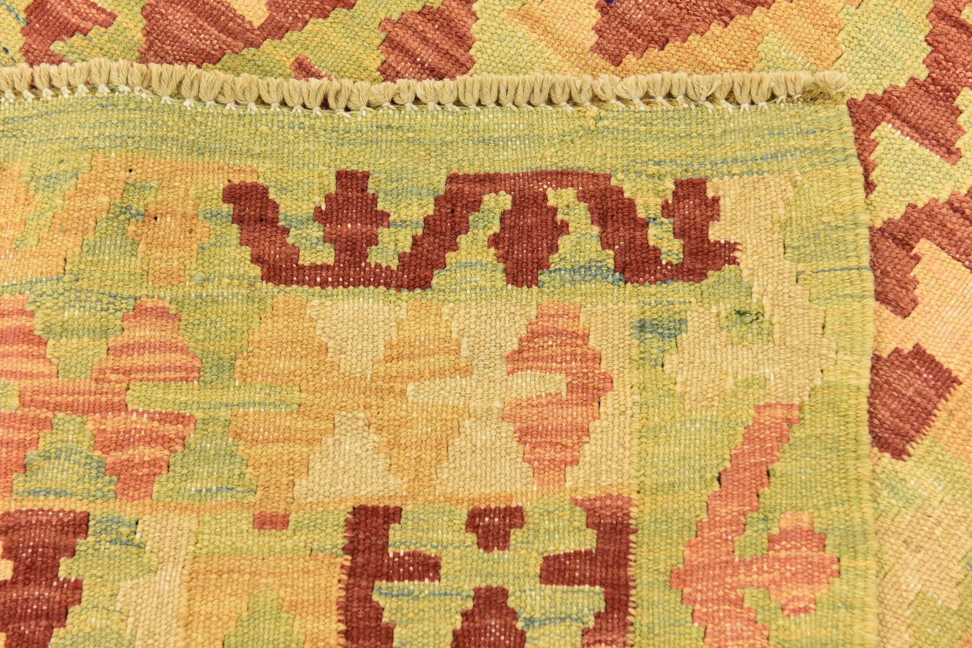 3' 9 x 6' 3 Hand Woven Kilim Waziri Wool Rug