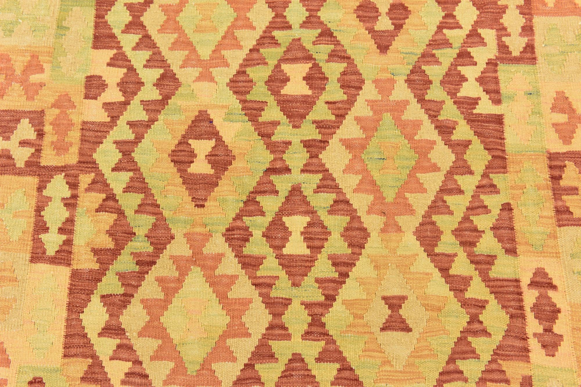 3' 9 x 6' 3 Hand Woven Kilim Waziri Wool Rug