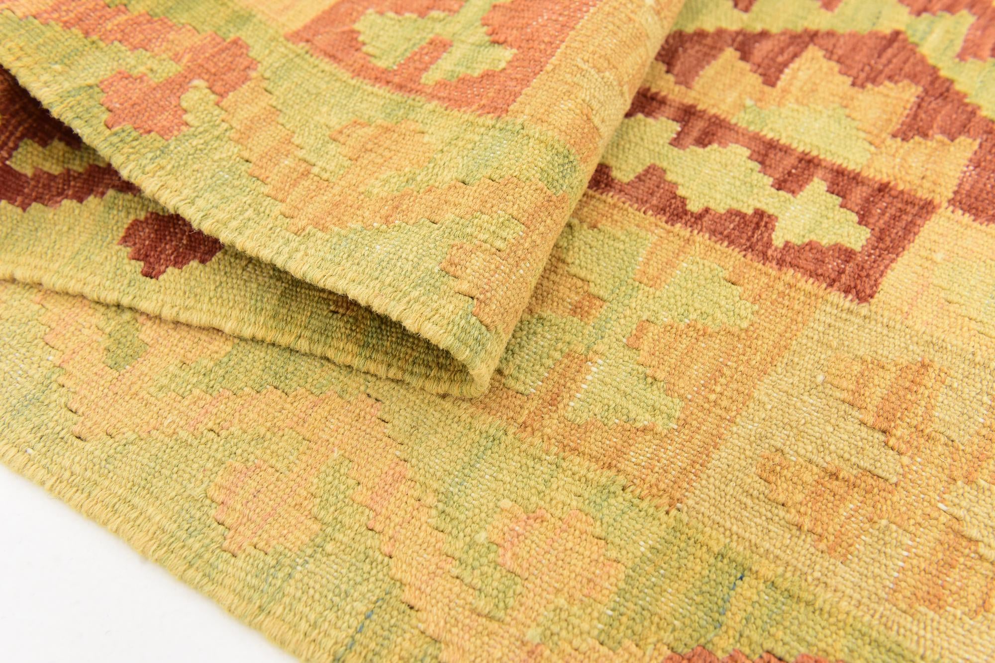 3' 9 x 6' 3 Hand Woven Kilim Waziri Wool Rug