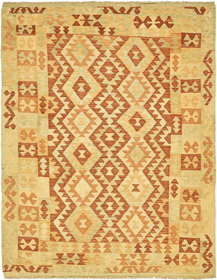 Detail image of 3' 9 x 6' 3 Hand Woven Kilim Waziri Wool Rug