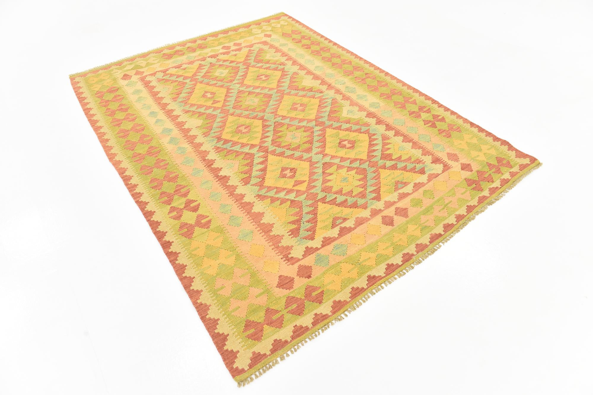 150cm x 200cm Tejido a mano Kilim Waziri Alfombra Lana