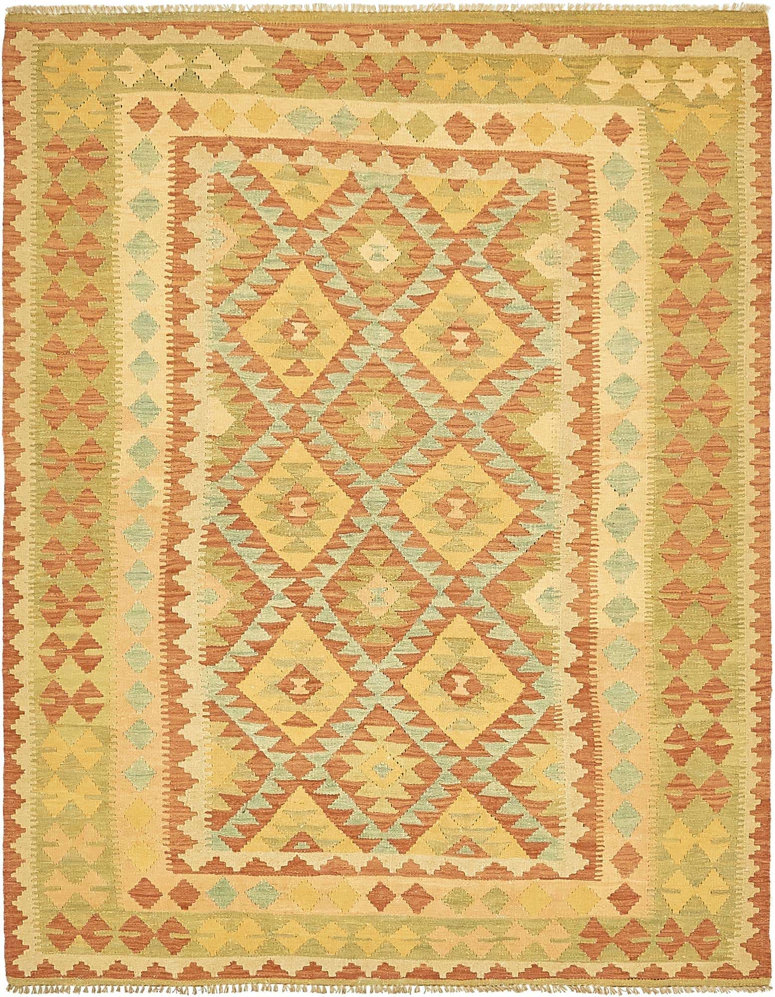 5' x 6' 7 Hand Woven Kilim Waziri Wool Rug
