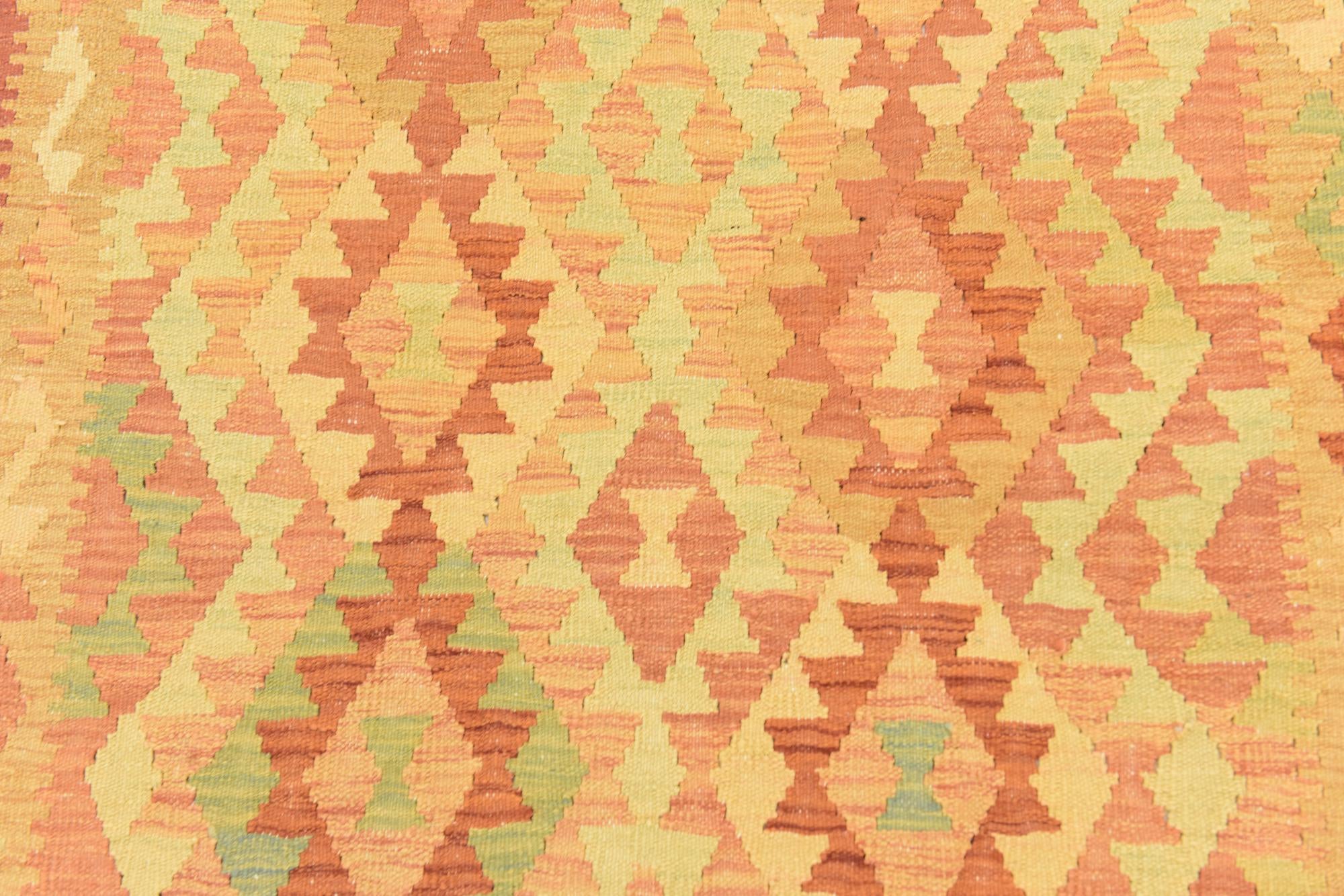 4' x 5' 10 Hand Woven Kilim Waziri Wool Rug