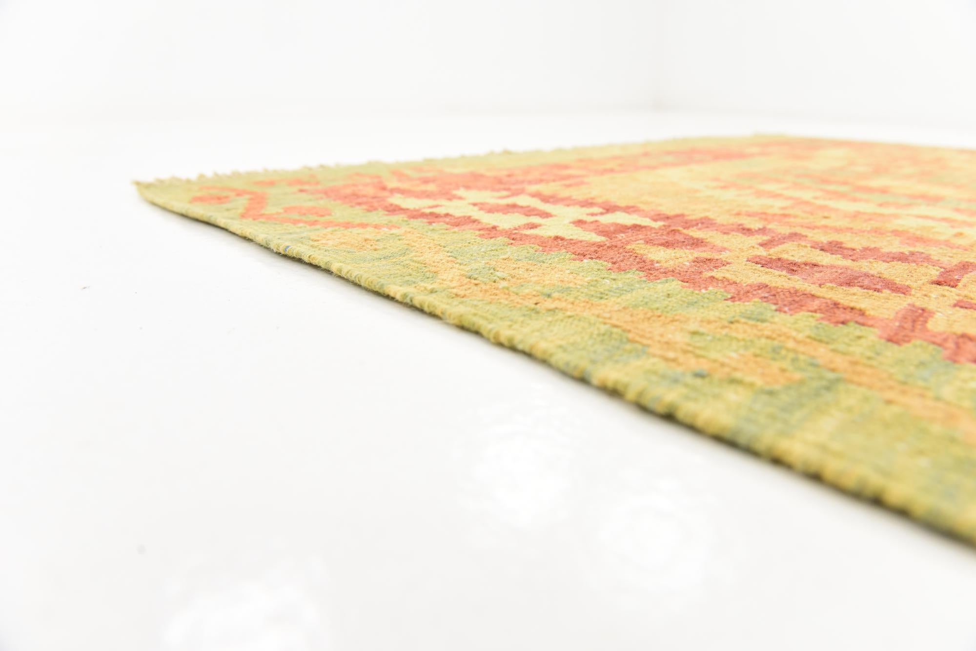4' x 5' 10 Hand Woven Kilim Waziri Wool Rug