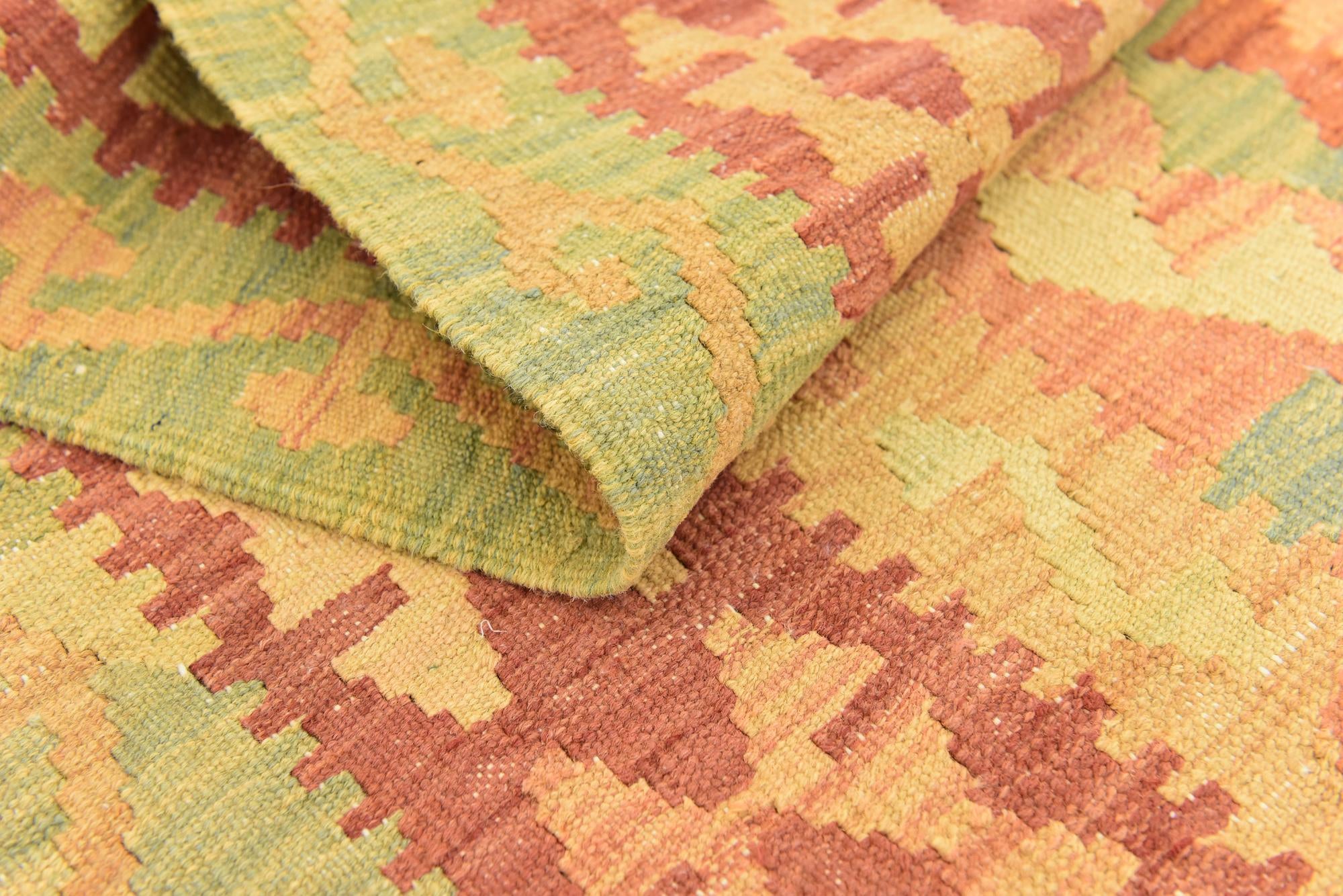 4' x 5' 10 Hand Woven Kilim Waziri Wool Rug