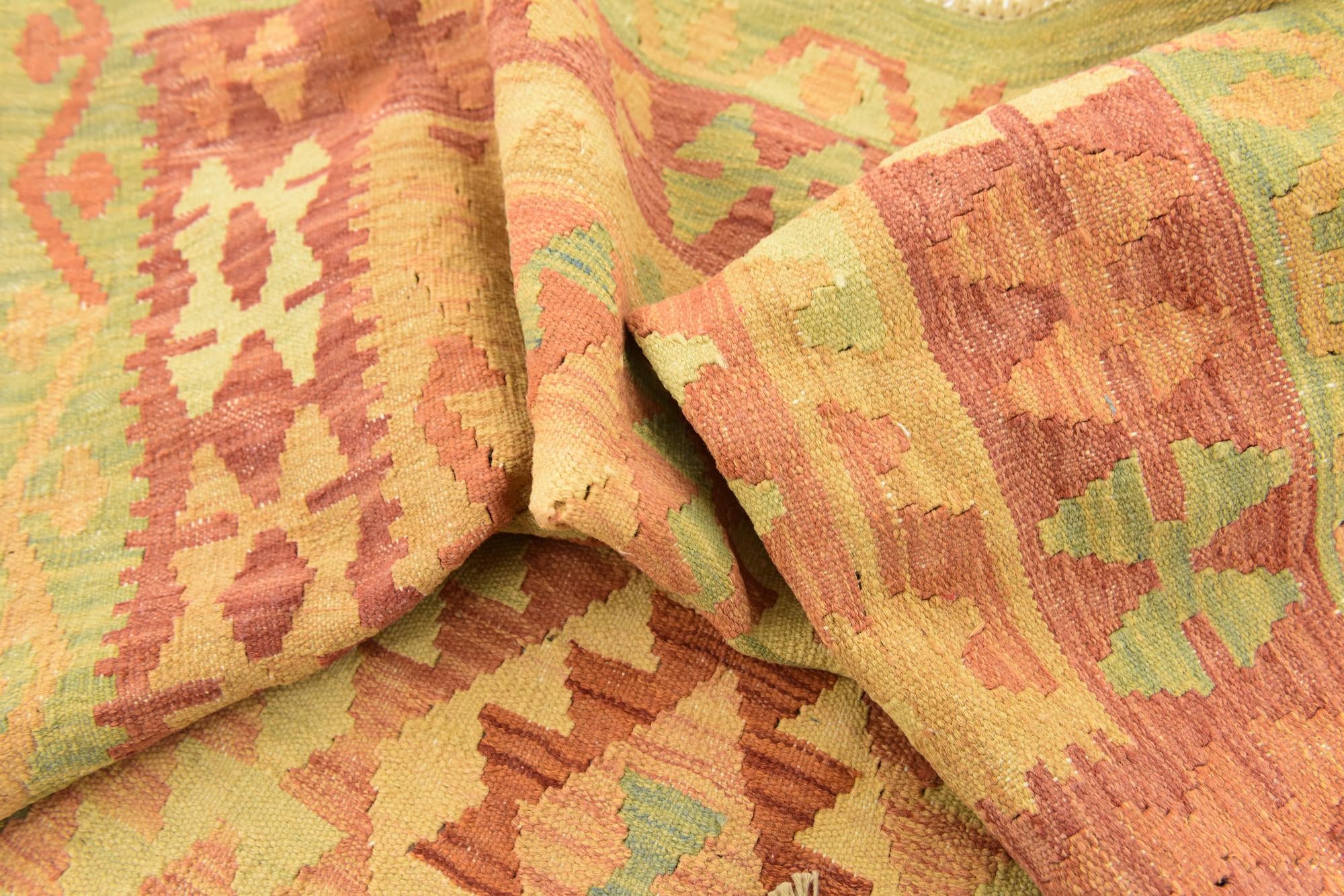 4' x 5' 10 Hand Woven Kilim Waziri Wool Rug