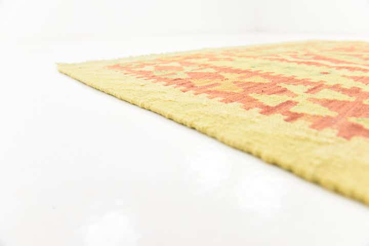 4' x 5' 8 Hand Woven Kilim Waziri Wool Rug