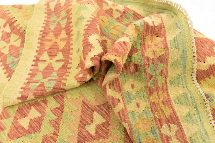 4' x 5' 8 Hand Woven Kilim Waziri Wool Rug