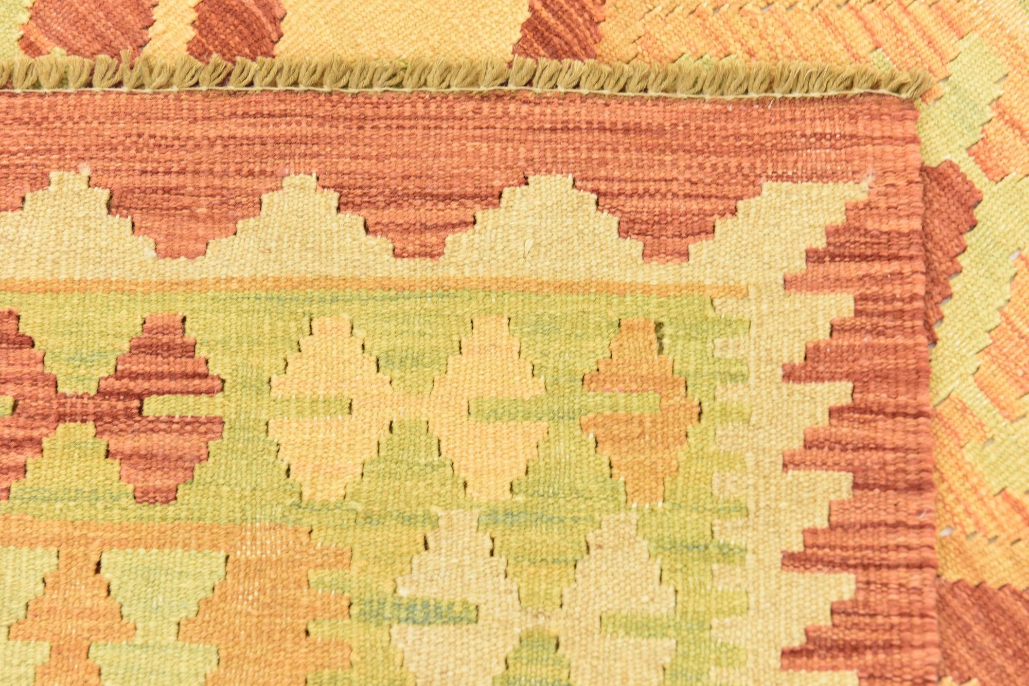 4' 2 x 6' 2 Hand Woven Kilim Waziri Wool Rug