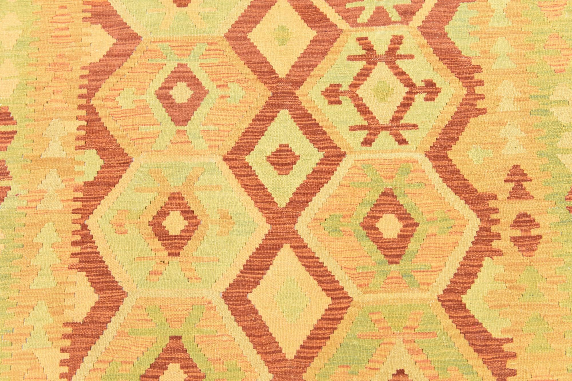 4' 2 x 6' 2 Hand Woven Kilim Waziri Wool Rug