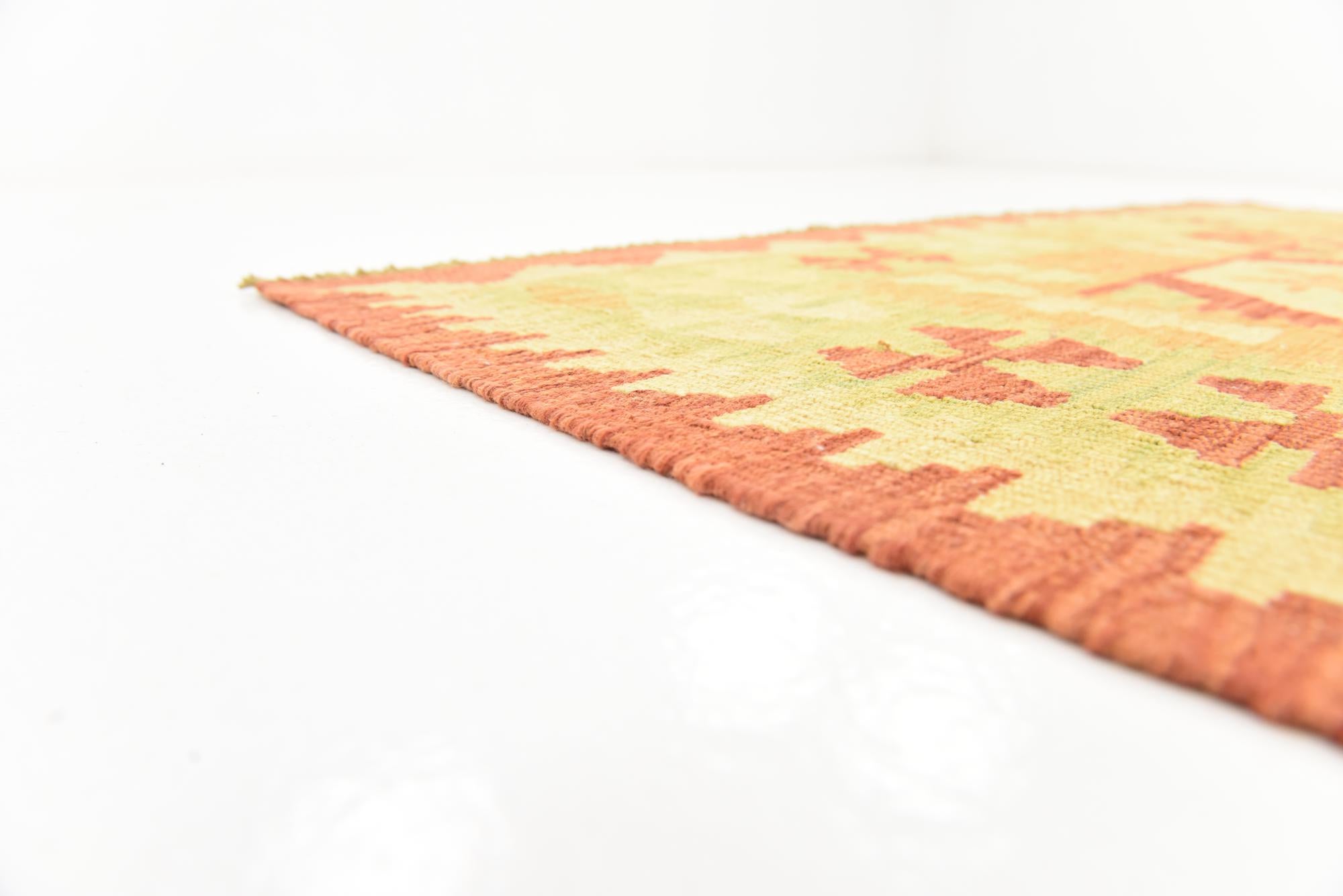 4' 2 x 6' 2 Hand Woven Kilim Waziri Wool Rug
