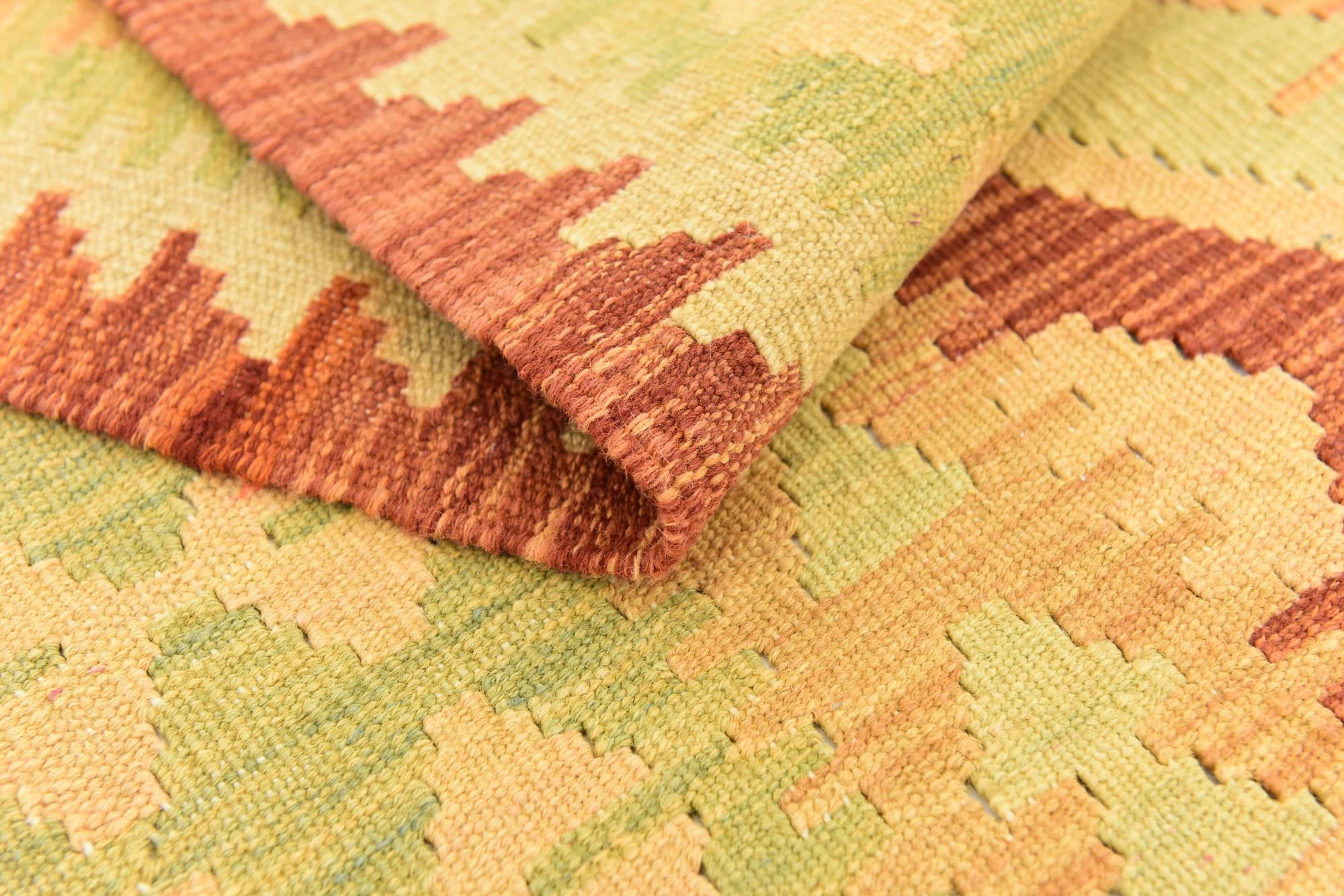4' 2 x 6' 2 Hand Woven Kilim Waziri Wool Rug
