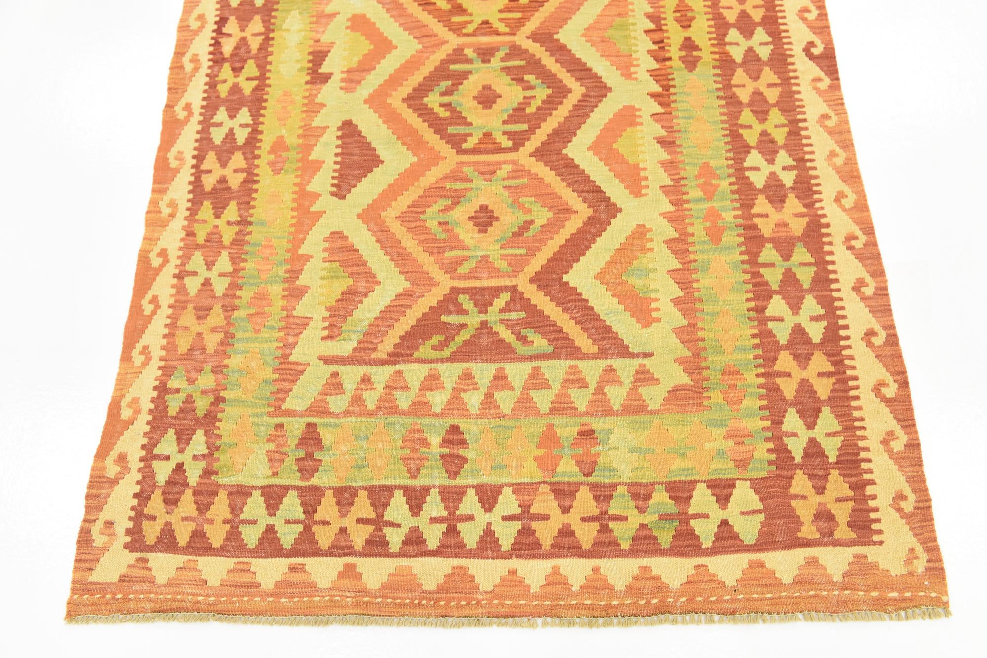 3' 10 x 5' 10 Hand Woven Kilim Waziri Wool Rug