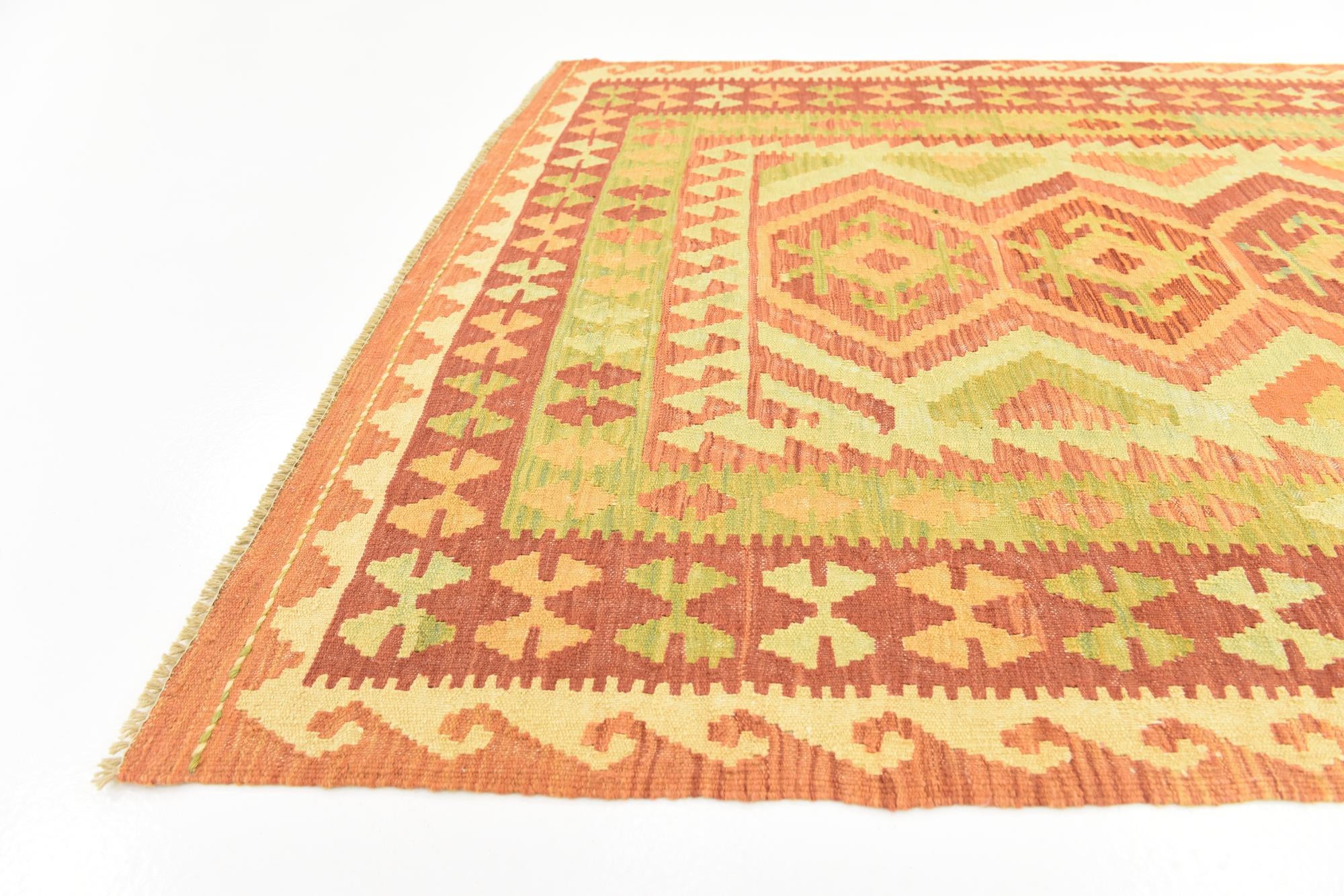 3' 10 x 5' 10 Hand Woven Kilim Waziri Wool Rug