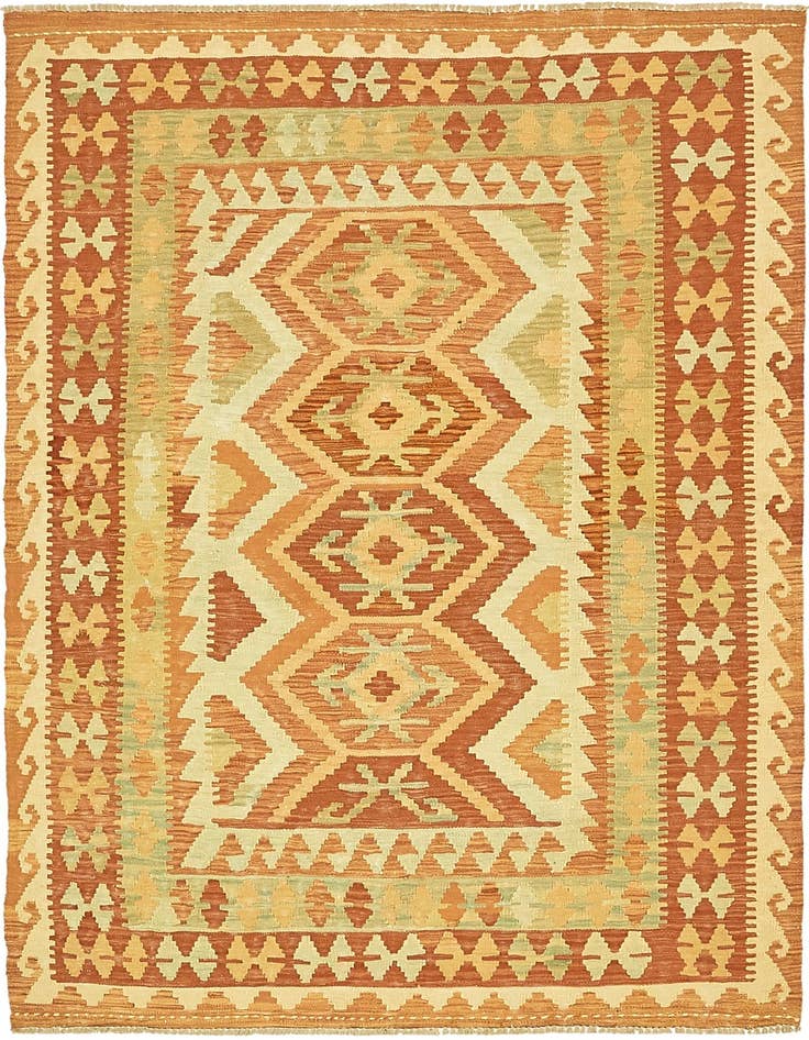 Detail image of 3' 10 x 5' 10 Hand Woven Kilim Waziri Wool Rug