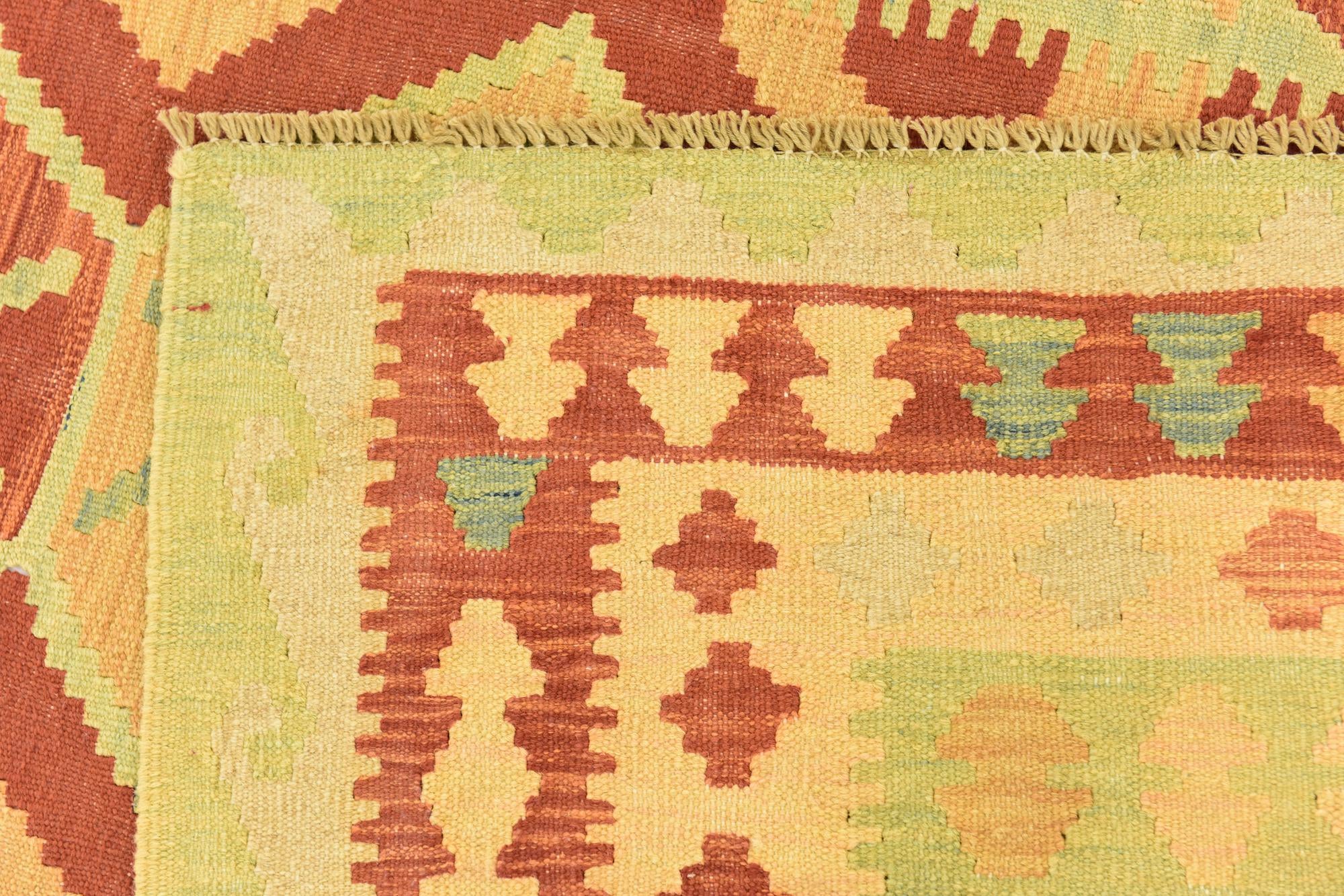 4' x 6' 3 Hand Woven Kilim Waziri Wool Rug