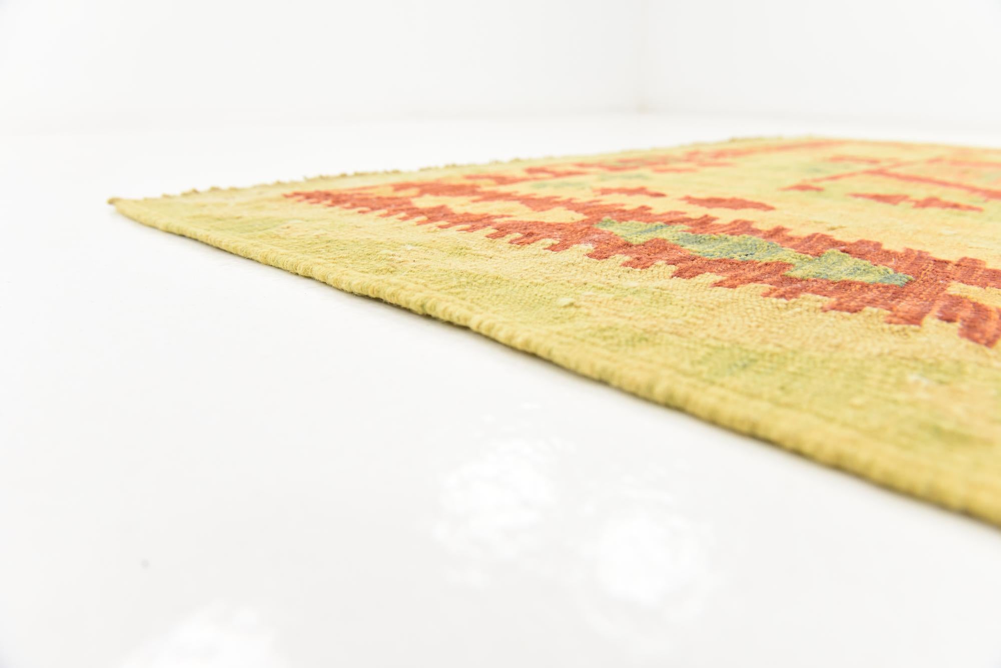 4' x 6' 3 Hand Woven Kilim Waziri Wool Rug