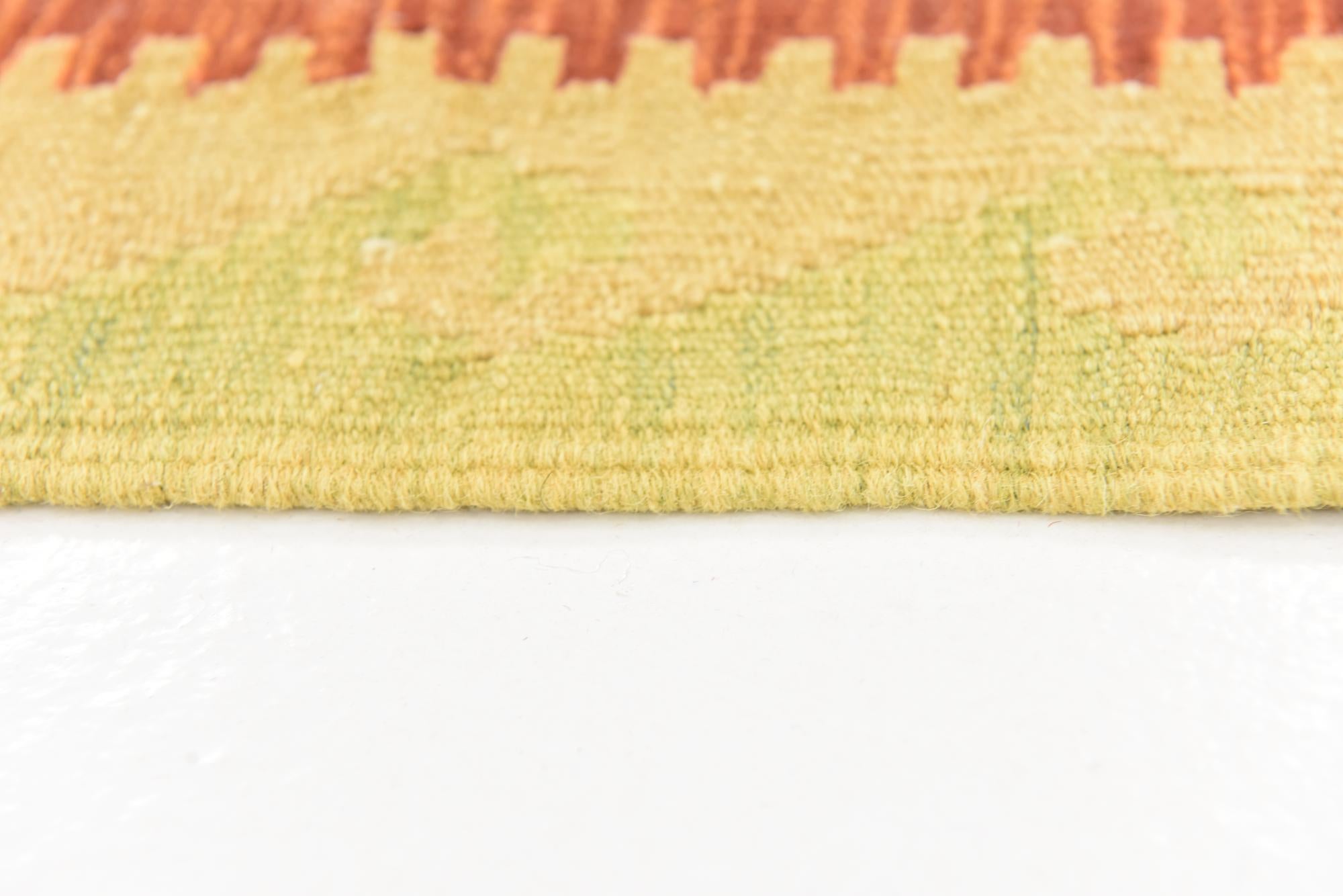 4' x 6' 3 Hand Woven Kilim Waziri Wool Rug