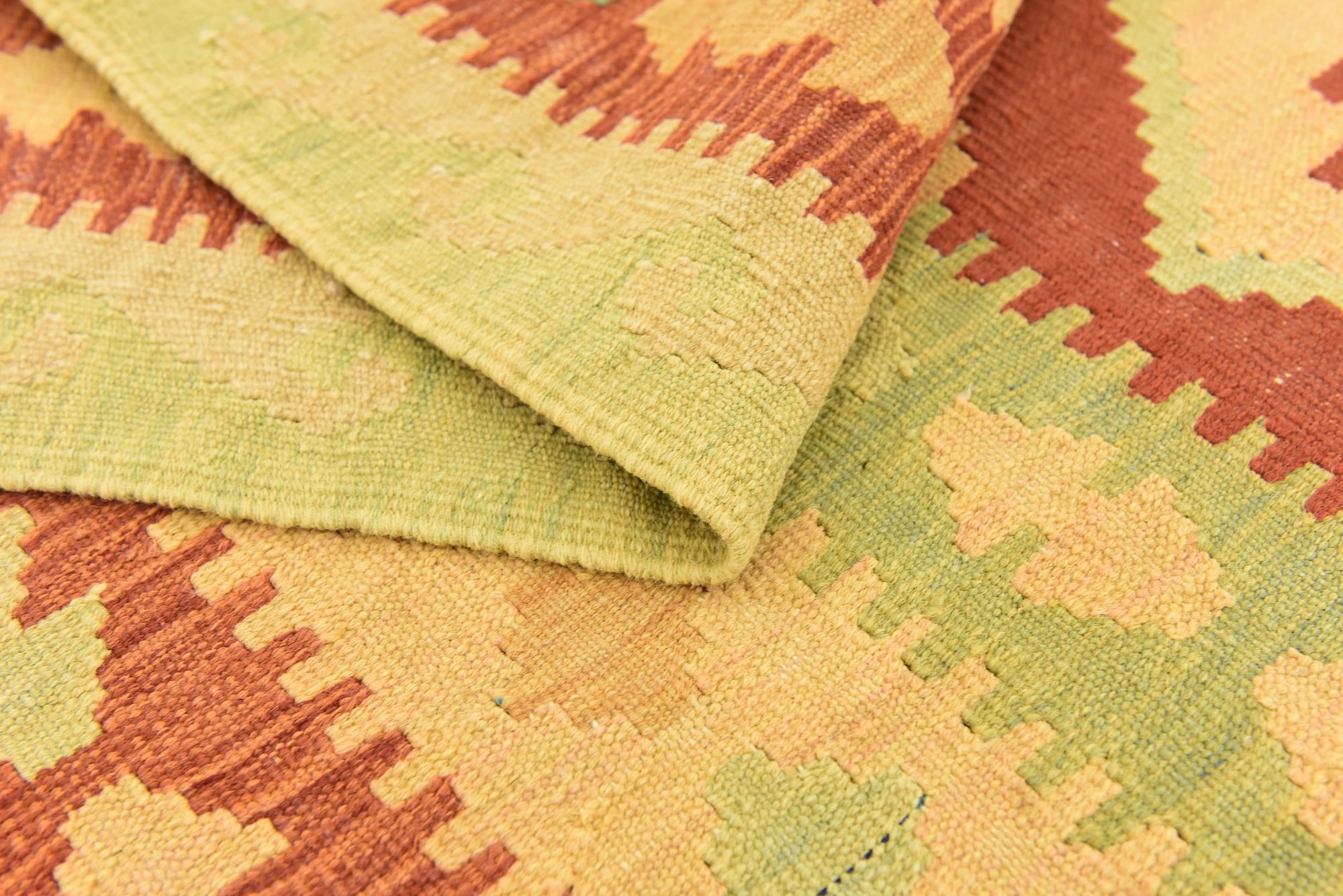 4' x 6' 3 Hand Woven Kilim Waziri Wool Rug