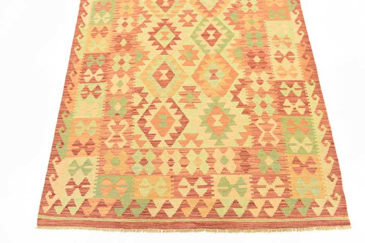 4' x 5' 9 Hand Woven Kilim Waziri Wool Rug