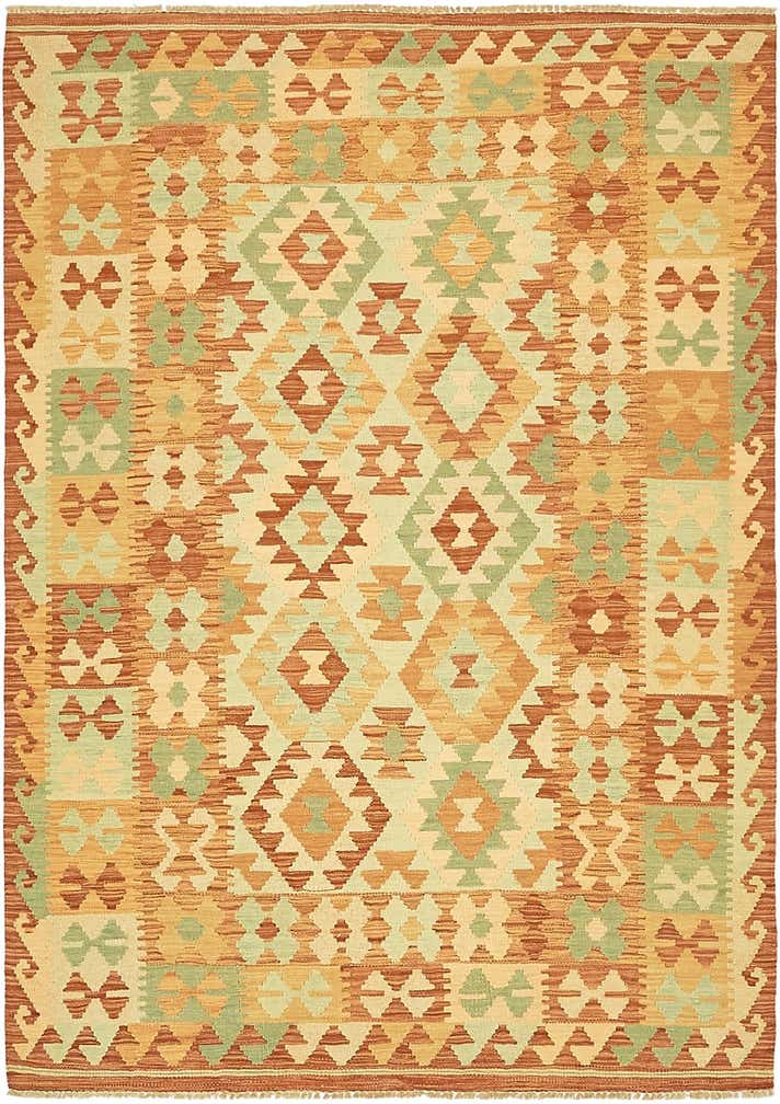 4' x 5' 9 Hand Woven Kilim Waziri Wool Rug
