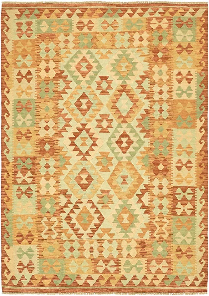 Detail image of 4' x 5' 9 Hand Woven Kilim Waziri Wool Rug