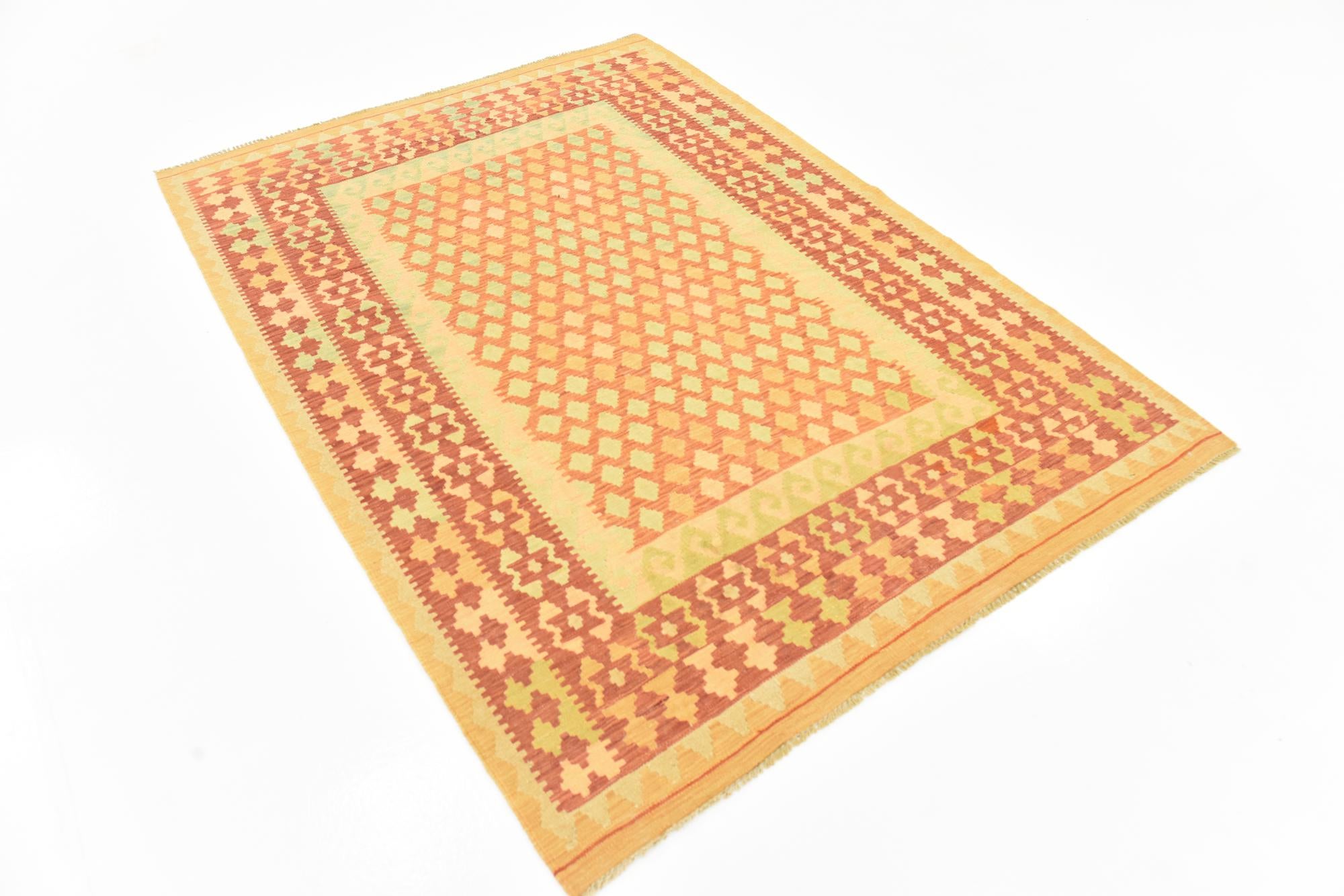 4' 7 x 6' 6 Hand Woven Kilim Waziri Wool Rug