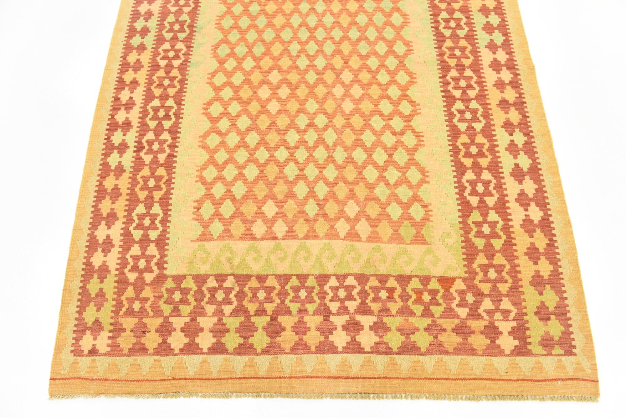 4' 7 x 6' 6 Hand Woven Kilim Waziri Wool Rug