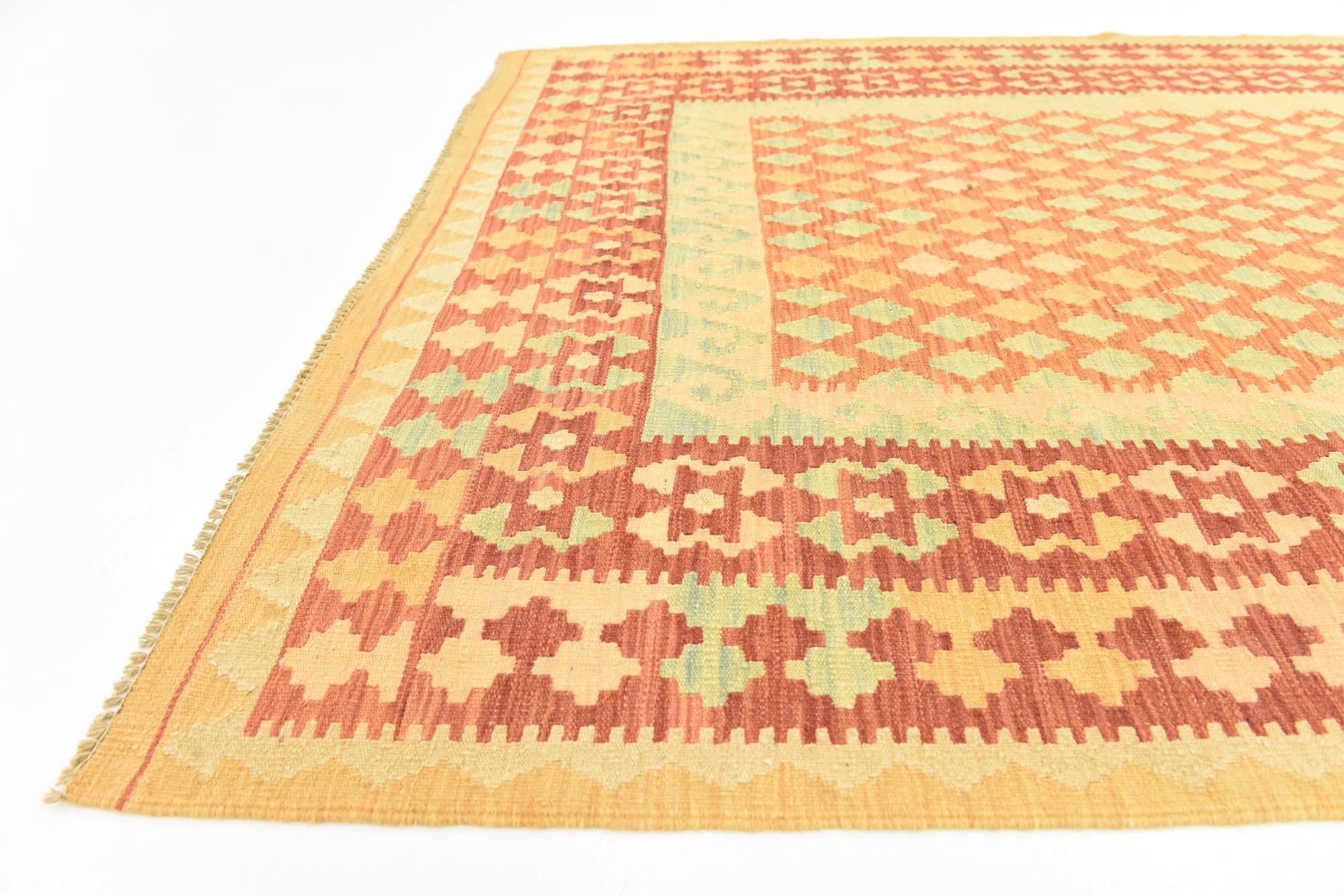 4' 7 x 6' 6 Hand Woven Kilim Waziri Wool Rug