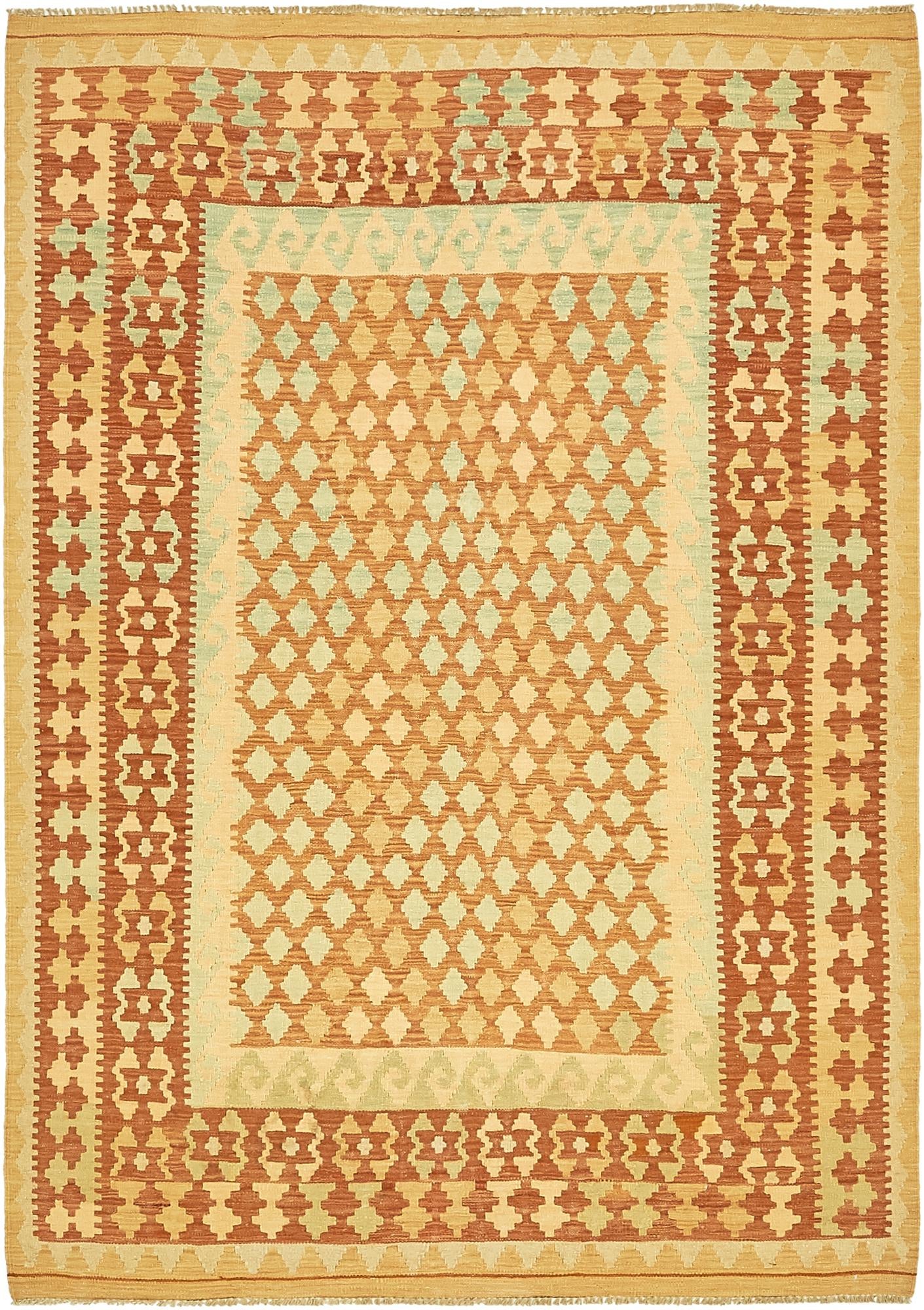 4' 7 x 6' 6 Hand Woven Kilim Waziri Wool Rug