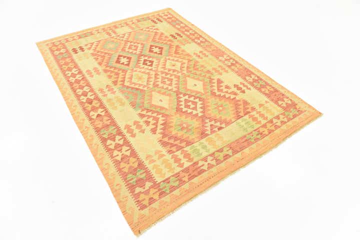 4' 8 x 6' 9 Hand Woven Kilim Waziri Wool Rug