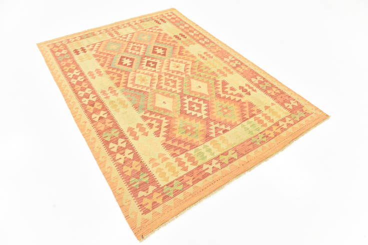 Detail image of 4' 8 x 6' 9 Hand Woven Kilim Waziri Wool Rug