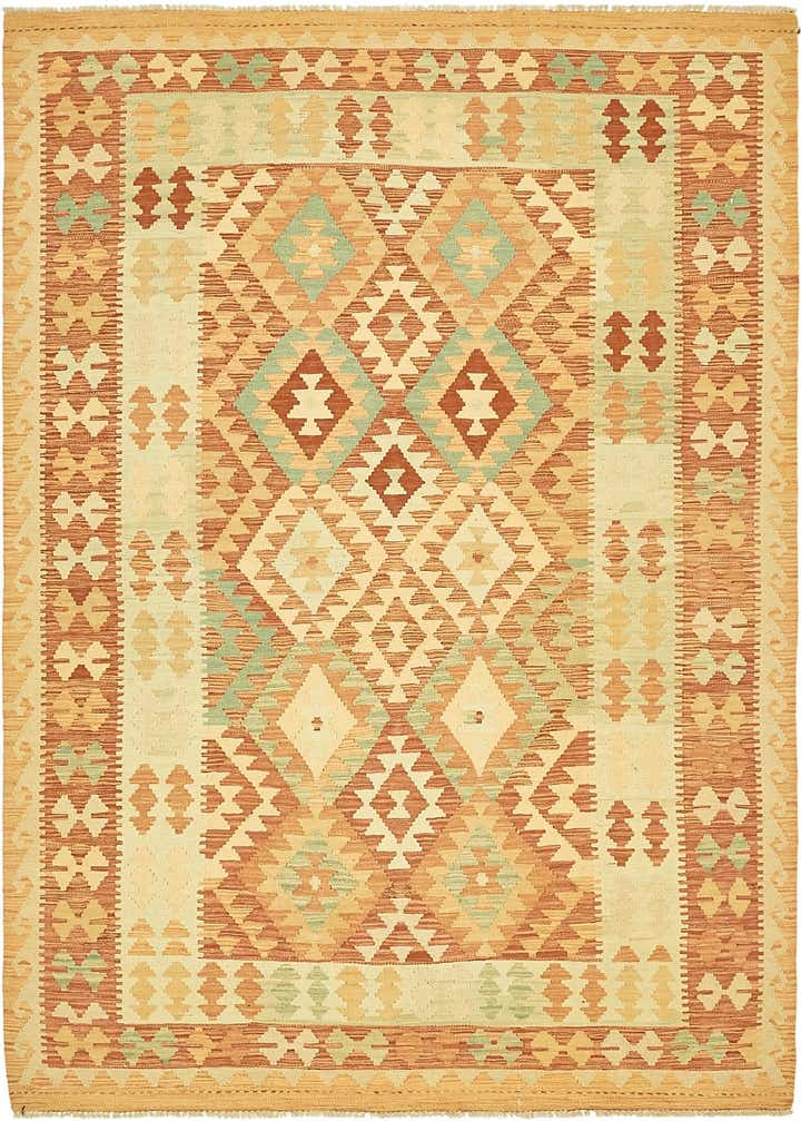 4' 8 x 6' 9 Hand Woven Kilim Waziri Wool Rug