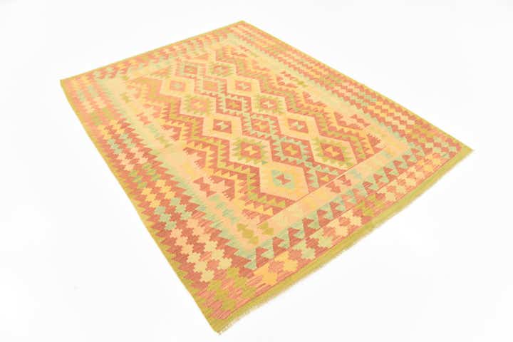 5' x 6' 6 Hand Woven Kilim Waziri Wool Rug