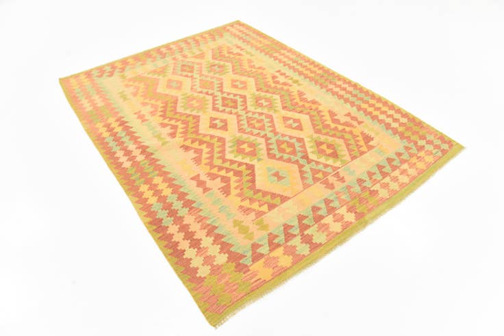 Detail image of 5' x 6' 6 Hand Woven Kilim Waziri Wool Rug