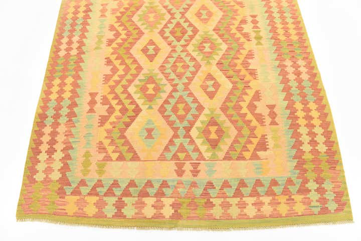 5' x 6' 6 Hand Woven Kilim Waziri Wool Rug
