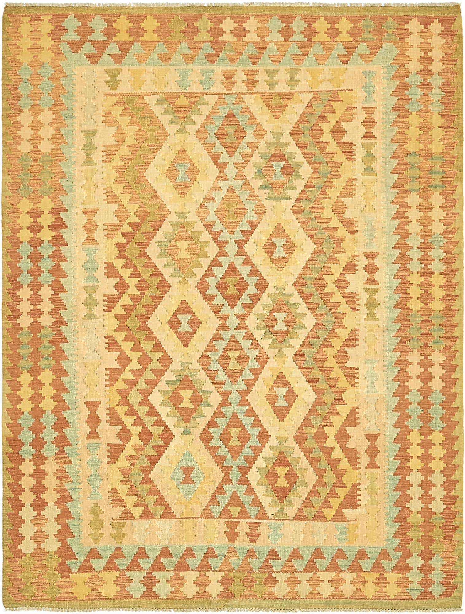5' x 6' 6 Hand Woven Kilim Waziri Wool Rug