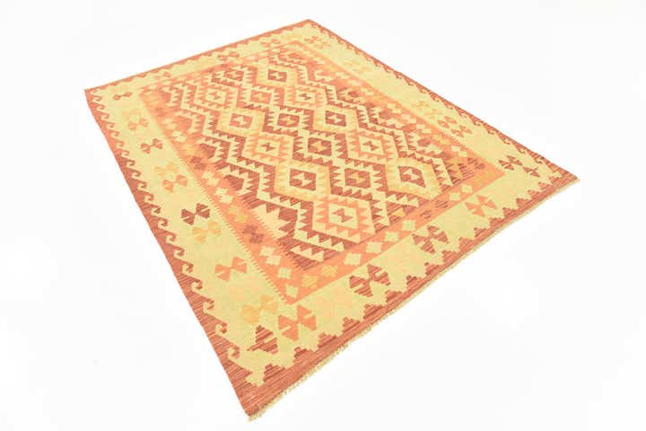 4' 10 x 6' 4 Hand Woven Kilim Waziri Wool Rug