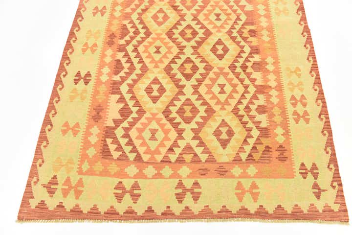 4' 10 x 6' 4 Hand Woven Kilim Waziri Wool Rug