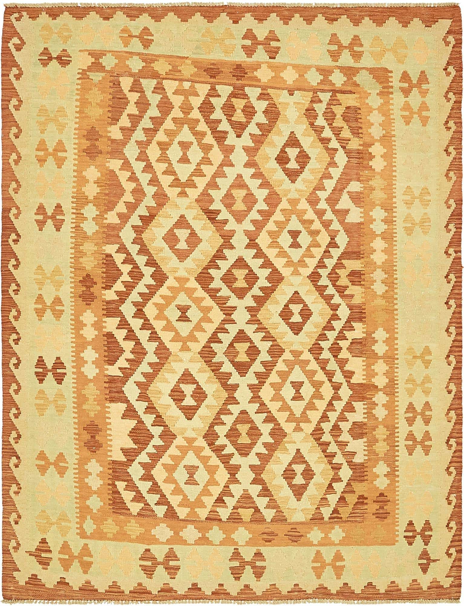 4' 10 x 6' 4 Hand Woven Kilim Waziri Wool Rug