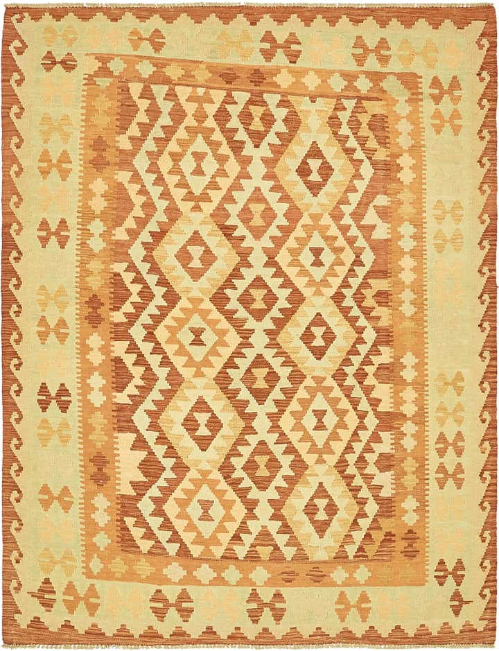 4' 10 x 6' 4 Hand Woven Kilim Waziri Wool Rug