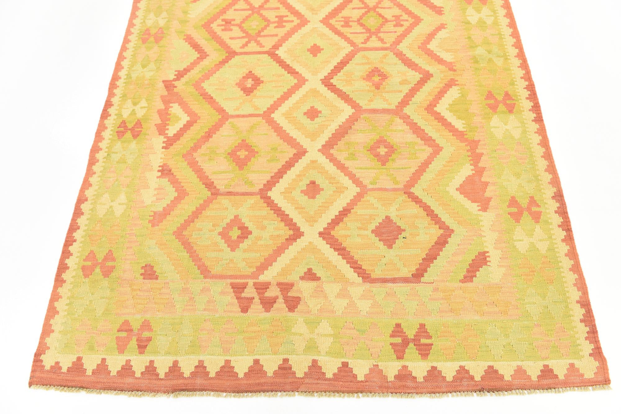 4' 9 x 6' 5 Hand Woven Kilim Waziri Wool Rug