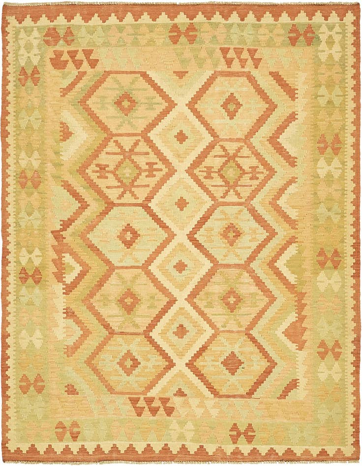Detail image of 4' 9 x 6' 5 Hand Woven Kilim Waziri Wool Rug