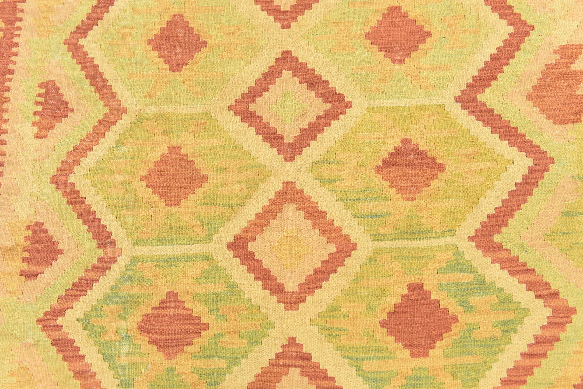 4' 9 x 6' 8 Hand Woven Kilim Waziri Wool Rug