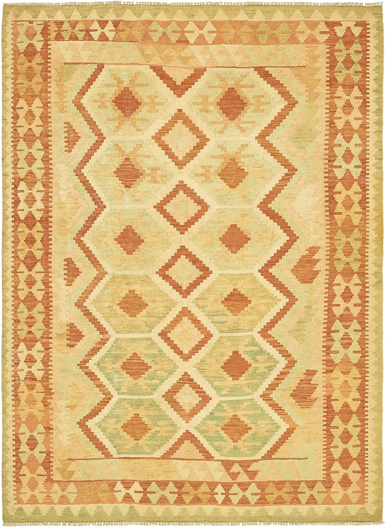4' 9 x 6' 8 Hand Woven Kilim Waziri Wool Rug