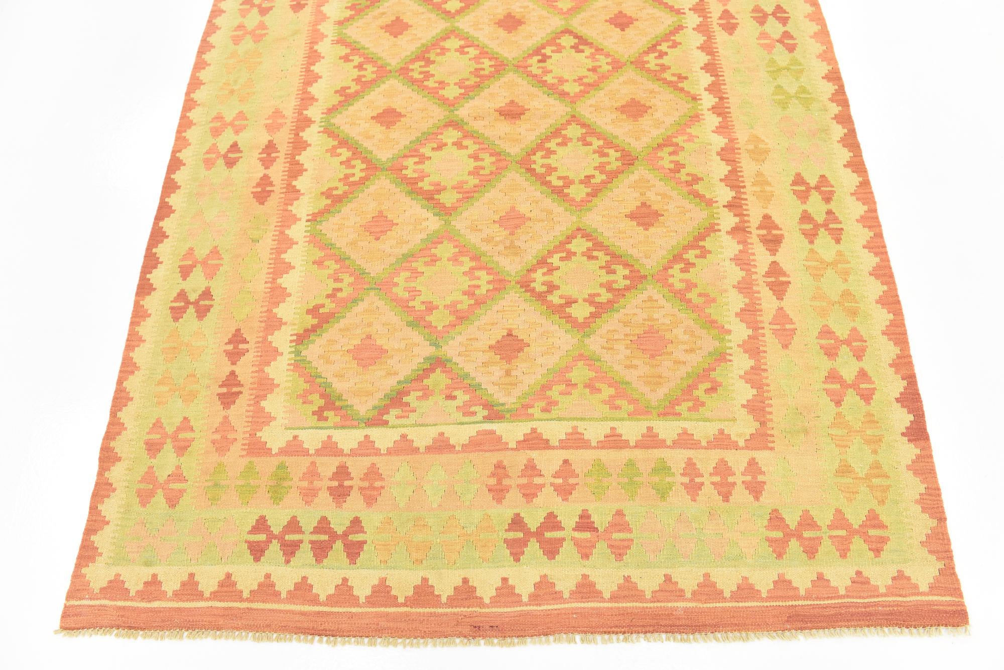 4' 10 x 6' 7 Hand Woven Kilim Waziri Wool Rug