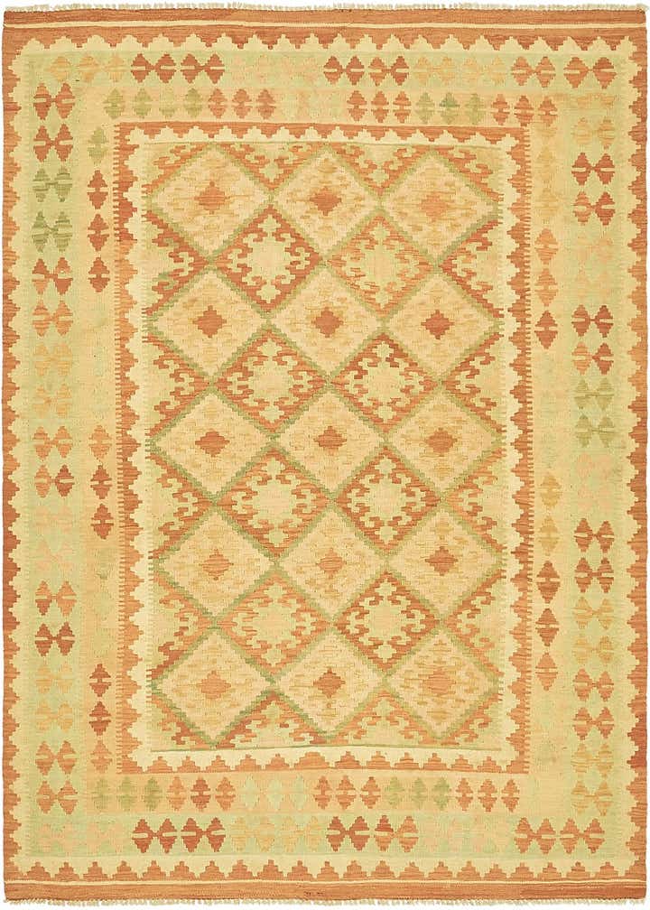 4' 10 x 6' 7 Hand Woven Kilim Waziri Wool Rug
